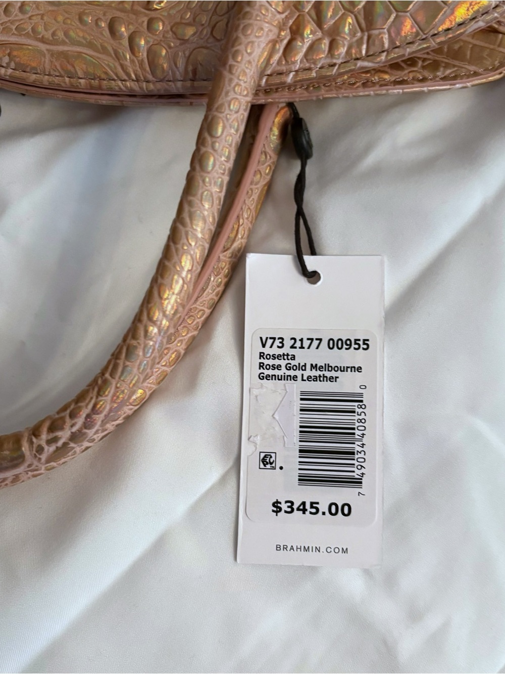 Brahmin Rosetta Rose Gold Croc-Embossed Satchel - Picture 7 of 8